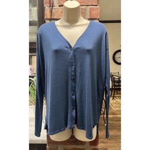 Michael Stars Blue Button Front Ribbed Cardigan Size S